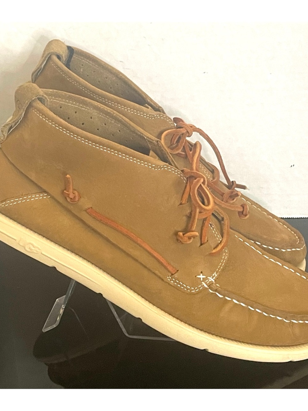UGG Beach Moc Chukka Full Grain Washable Leather Carmel Color Size 11.5 - Picture 4 of 10